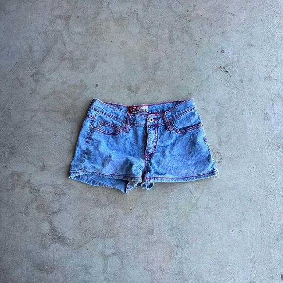 Lazer Jeans y2k pink threaded Short shorts denim womens 5 - Picture 1 of 3
